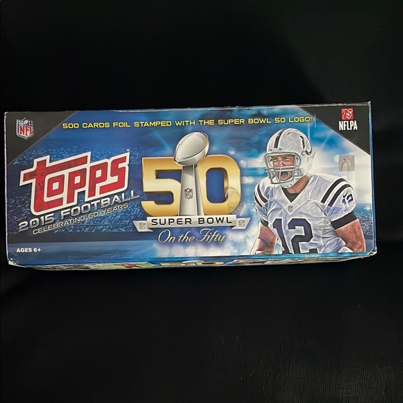 Topps Super Bowl 50 Football Card Box with Gold and Blue...